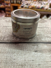 Load image into Gallery viewer, Namaste secrets scented candle in Tin with glass lid
