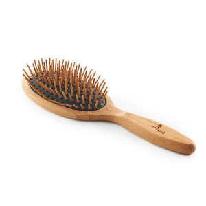 Bamboo Hairbrush - With Wooden Pins (Oval-Black)